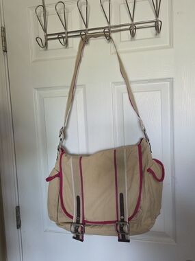 American Eagle Outfitters Beige and Pink Contrast Trim Shoulder Bag - Women